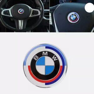 Four New BMW 50th Anniversary 45mm Steering Wheel Airbag Roundel Emblems